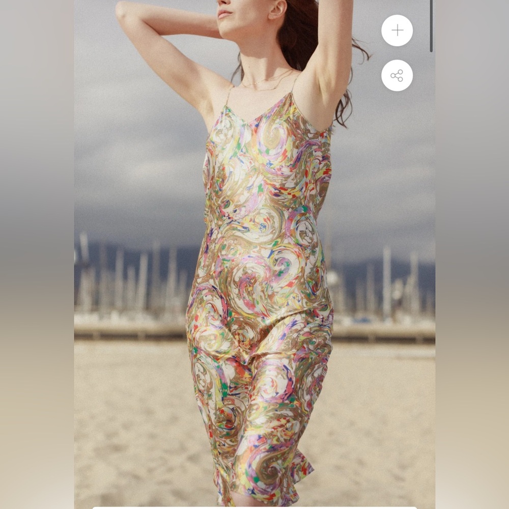 NWT Catherine Gee Celeste Paint Swirl Slip Dress